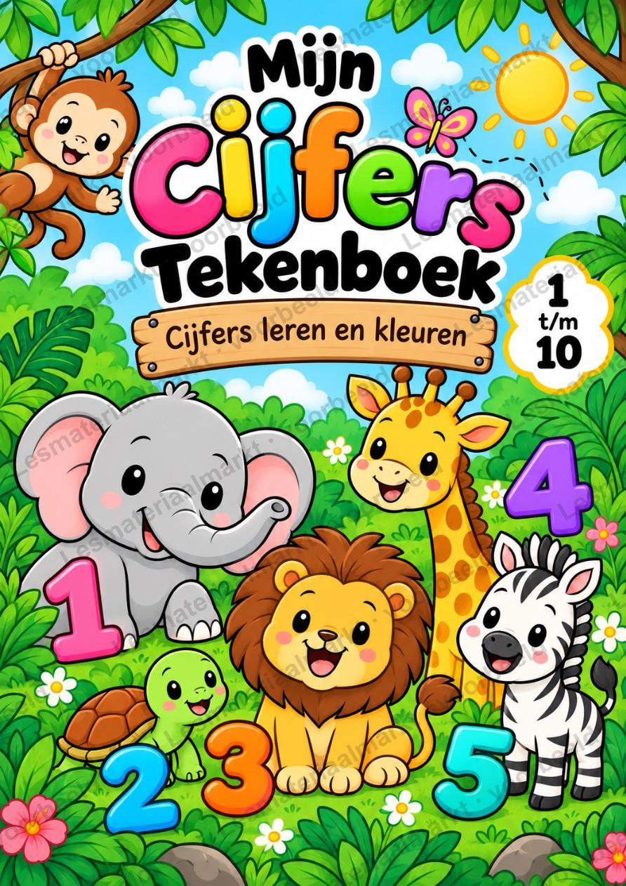 Preview van Dieren Cijfers – Tellen, Overtrekken & Kleuren | Groep 1-3