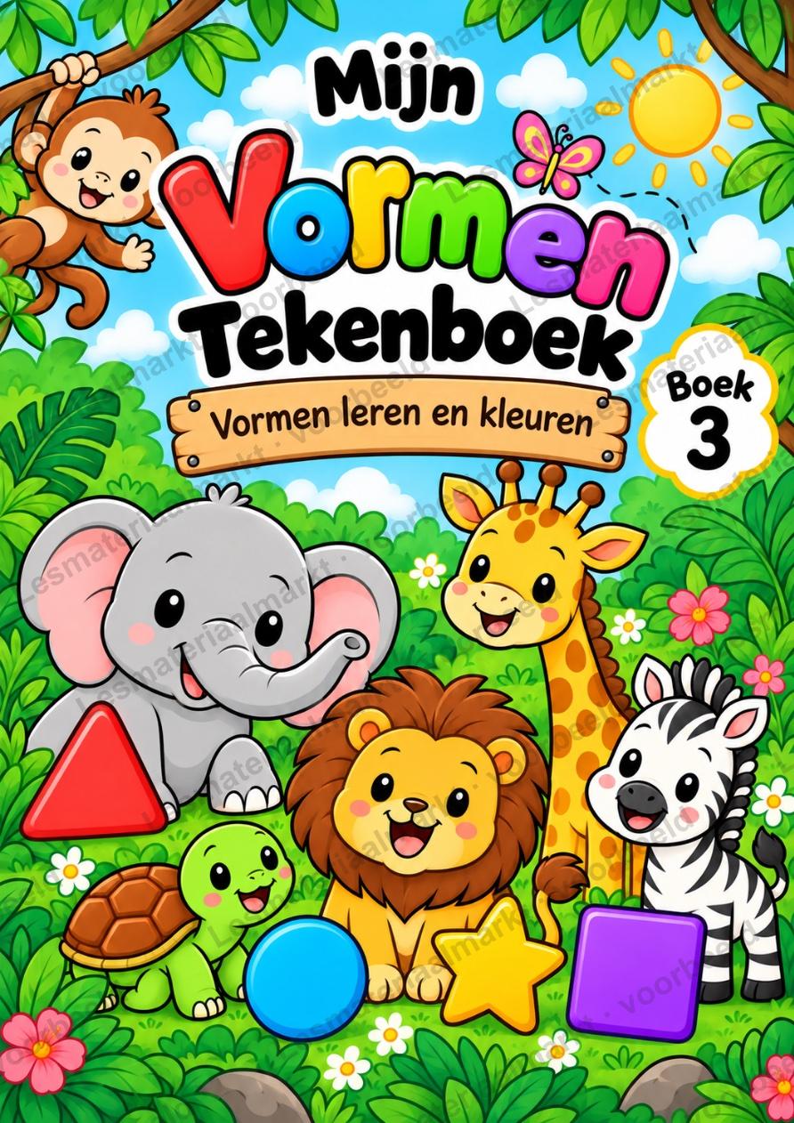 Preview van Mijn Vormen Tekenboek – Vormen Leren, Overtrekken & Kleuren | Groep 1/2 - 3