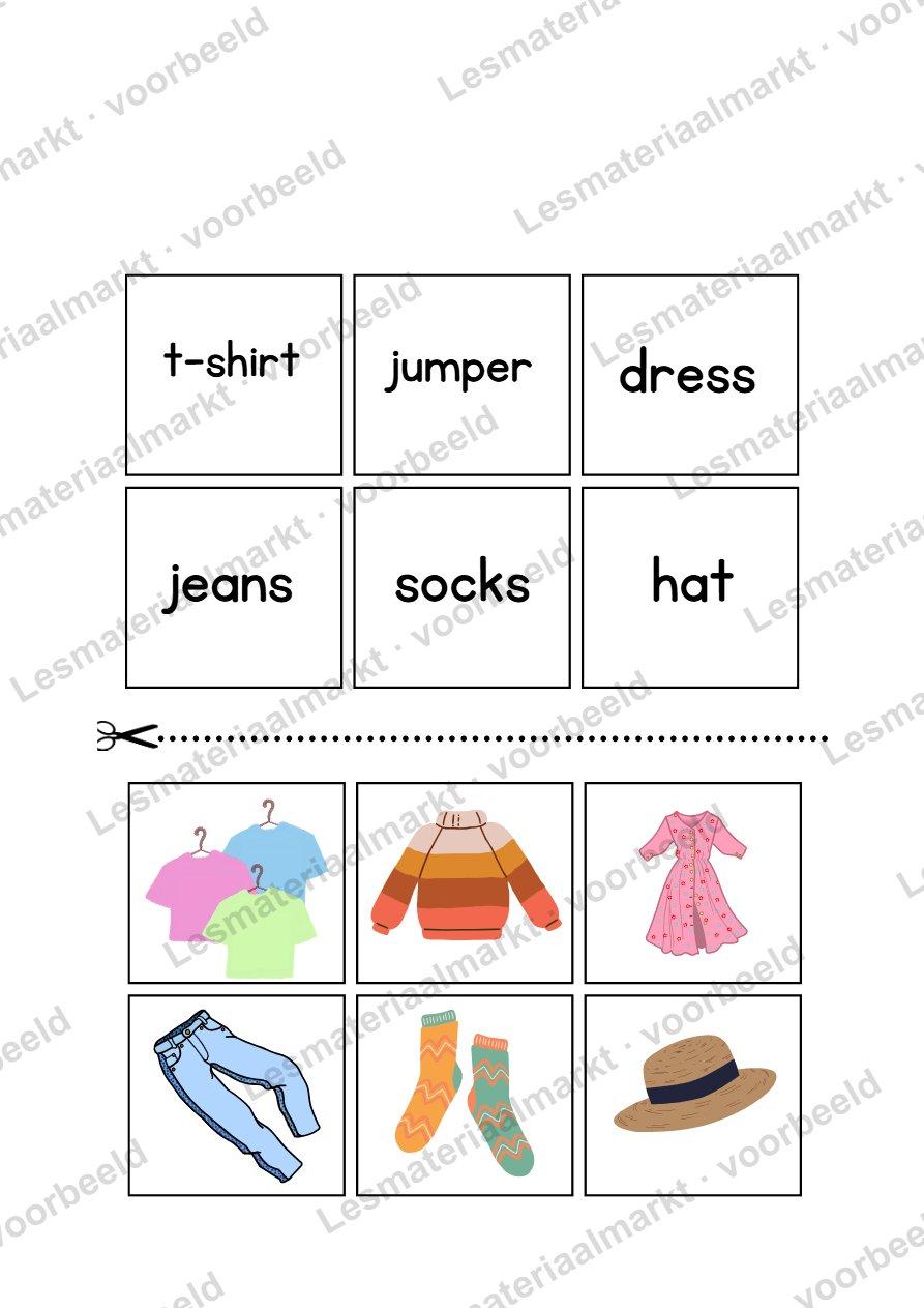 Preview 1 van Grp 1 - 3, English, Clothes - Words