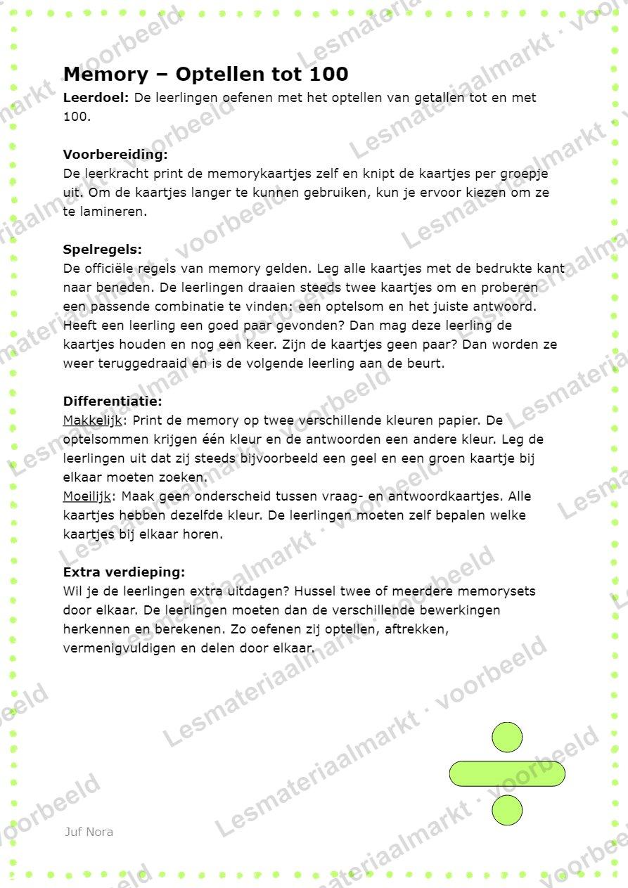 Preview van Memory: Optellen Tot 100