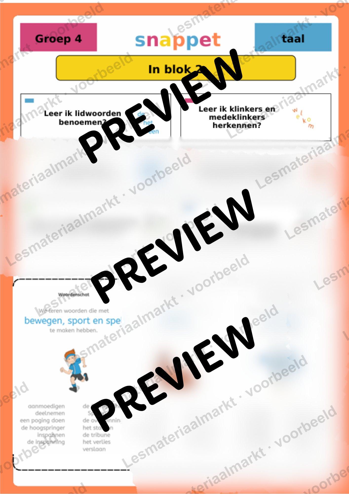 Preview van Doelenposter Snappet taal Blok 1 en 2 groep 4