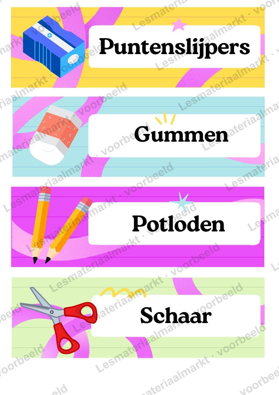 Preview van Klaslabel‑Set: Voor een Netjes en Zelfstandig Lokaal
