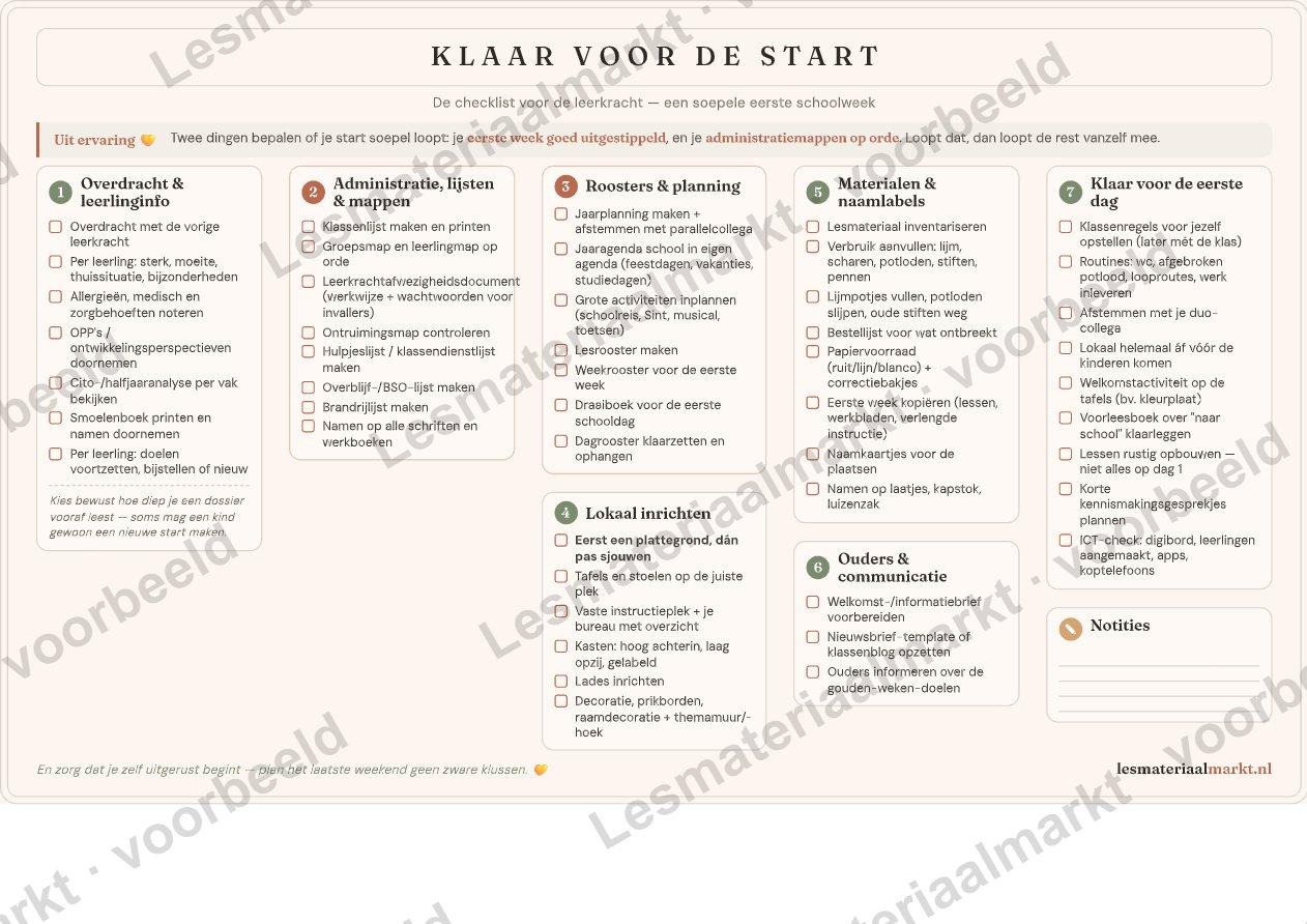 Preview van Klaar Voor De Start — Leerkracht Checklist