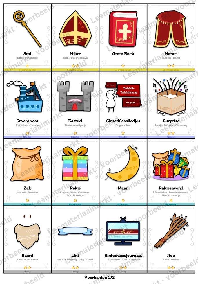 Preview 1 van Sinterklaaskaarten (Activiteiten, Woordenschat, Flash Cards & Meer)