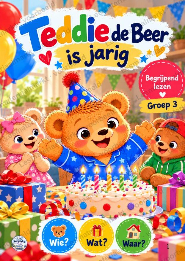 Preview van Begrijpend Lezen - Teddie De Beer Is Jarig (Groep 3)