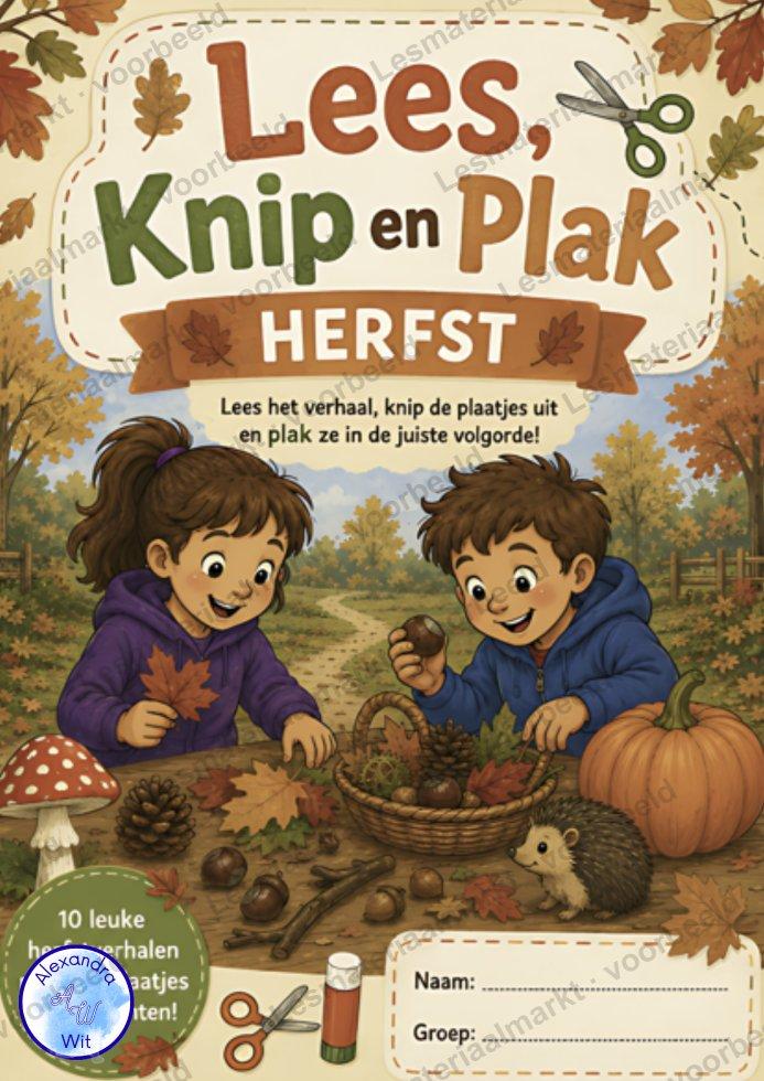 Preview van Begrijpend Lezen - Lees, Knip En Plak (Herfst)