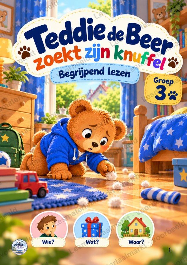 Preview van Begrijpend Lezen - Teddie De Beer Zoekt Zijn Knuffel (Groep 3)